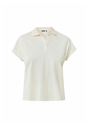 Kortom mouw polo shirt in off-white katoen met tonale bloemenborduring aan de linkerkant, voorzien van een klassieke kraag en een drie-knopen sluiting.