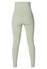 Hoge taille, geribbelde legging in zacht mintgroen, met een gladde textuur, volledige lengte en een aansluitend ontwerp.