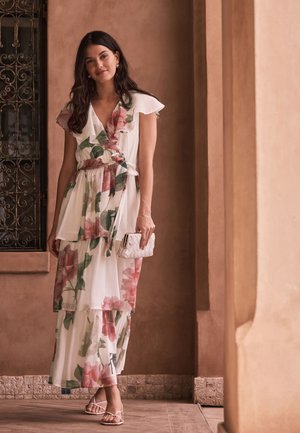 Next, TALL FIT - OCCASION RUFFLE V-NECK MIDI DRESS . - Maxi-jurk - ecru floral print