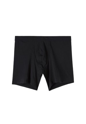 Boxer briefs neri realizzati in tessuto liscio, con un elastico in vita e una tasca sagomata per il supporto, dal taglio classico e senza motivi visibili.