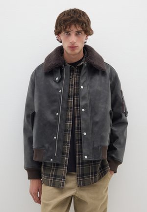 Veste en similicuir - brown grey