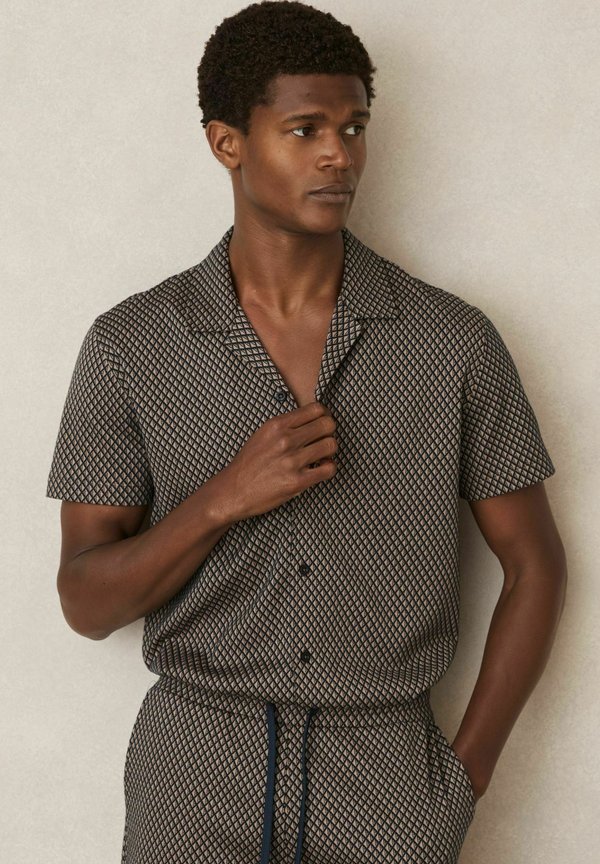 REGULAR FIT DRAKES GEOMETRIC CUBAN COLLAR - Hemd