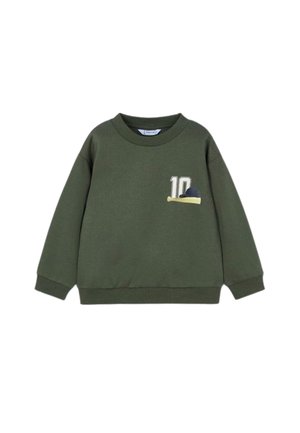 Groene sweatshirt gemaakt van een katoenmix, met een ronde halslijn, lange mouwen en een decoratief nummer "10" met een cap-graphic.