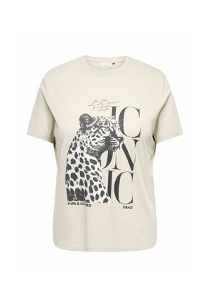 ONLY Carmakoma, CARROXY S/S REG O-NECK TEE JRS - T-shirts print - pumice stone