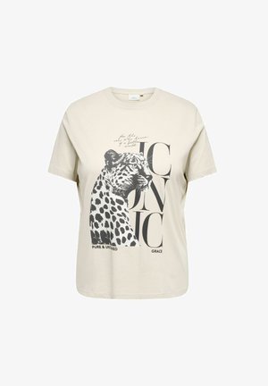 ONLY Carmakoma, CARROXY S/S REG O-NECK TEE JRS - T-shirts print - pumice stone