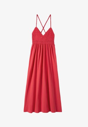 Promod, ROBE EN CROCHET ET JERSEY - Robe longue - rouge