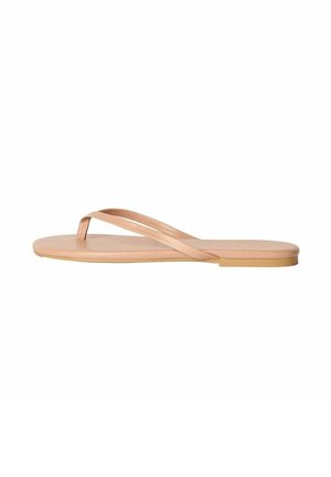 Nude flip-flop sandaler med flad sål, enkelt T-formet rem design og glat tekstur. Minimalistisk stil, der er velegnet til hverdagsslid.