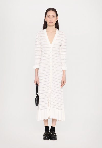 sandro ROBE MIDI ENCOLURE FRILL - Vestido informal - ecru