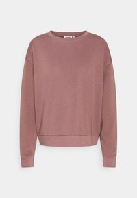 Sweatshirt confortable à manches longues de couleur rose poussiére, fabriqué en coton doux. Comprend des poignets côtelés et un ourlet droit.