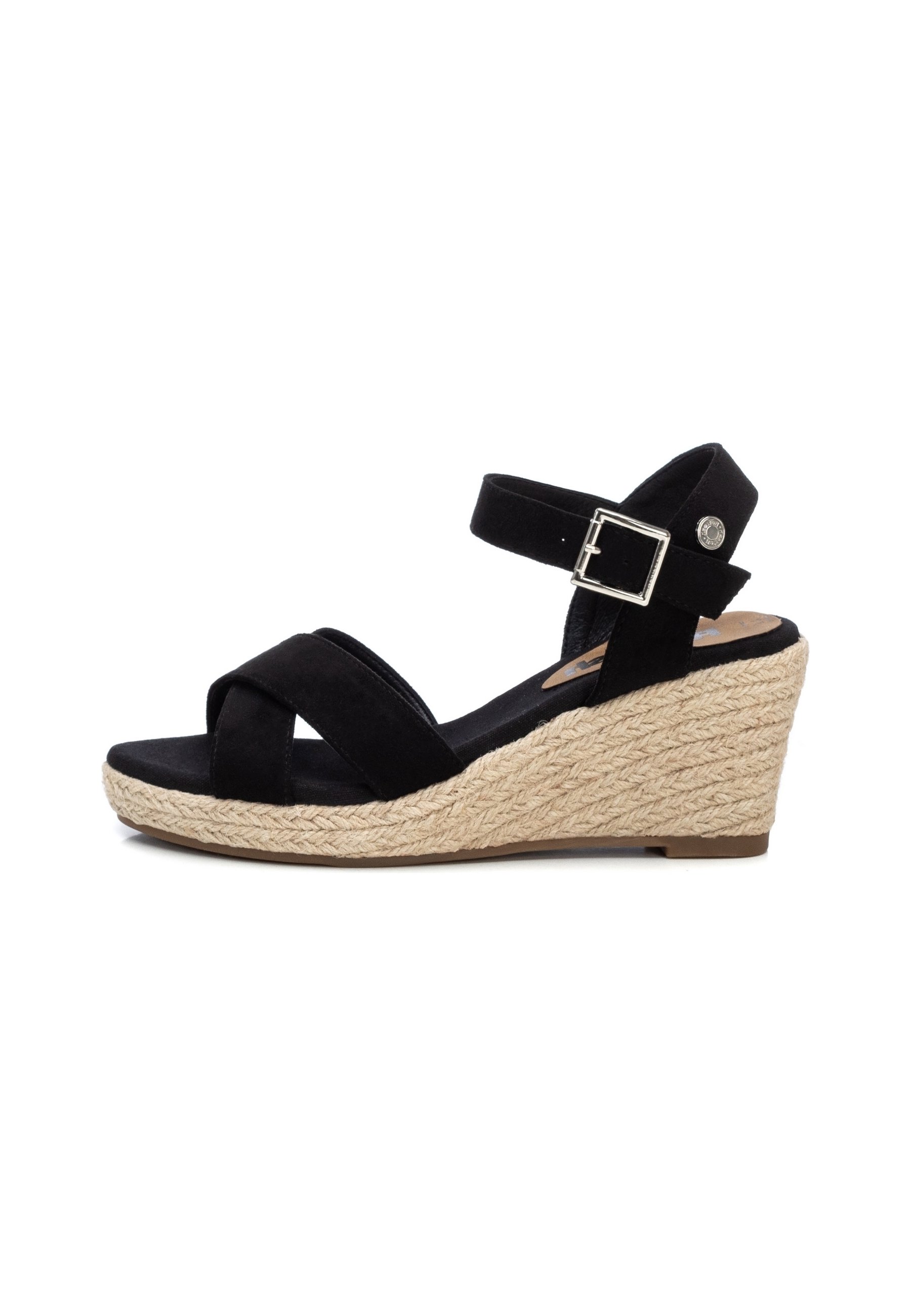 black wedge sandals