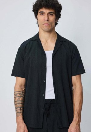 FRILIVIN CHEMISE UNIE À MANCHES COURTES - Chemise - noir