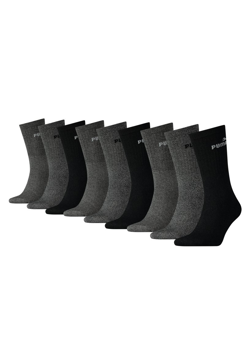 Set aus schwarzen und grauen Socken mit geripptem Design und Logodetail in verschiedenen Farbtönen, mit weichem Stricktextil.