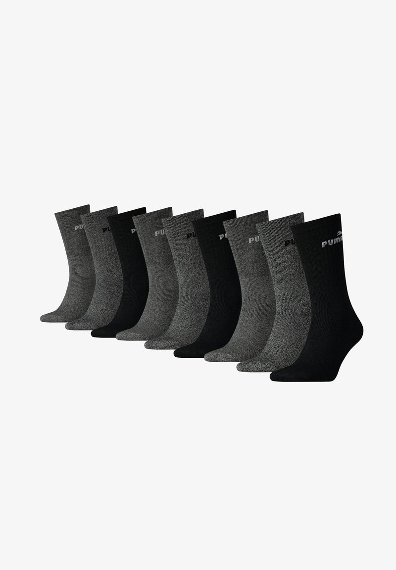 Set aus schwarzen und grauen Socken mit geripptem Design und Logodetail in verschiedenen Farbtönen, mit weichem Stricktextil.