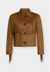 FAUX SUEDE FRINGE JACKET - Яке от изкуствена кожа - burnt sugar