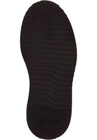 Rubberen schoenzool in zwart, met een gegroefde textuur met parallelle ribbels en een afgeronde hak, gelabeld met maat 37 en merk "GANT."