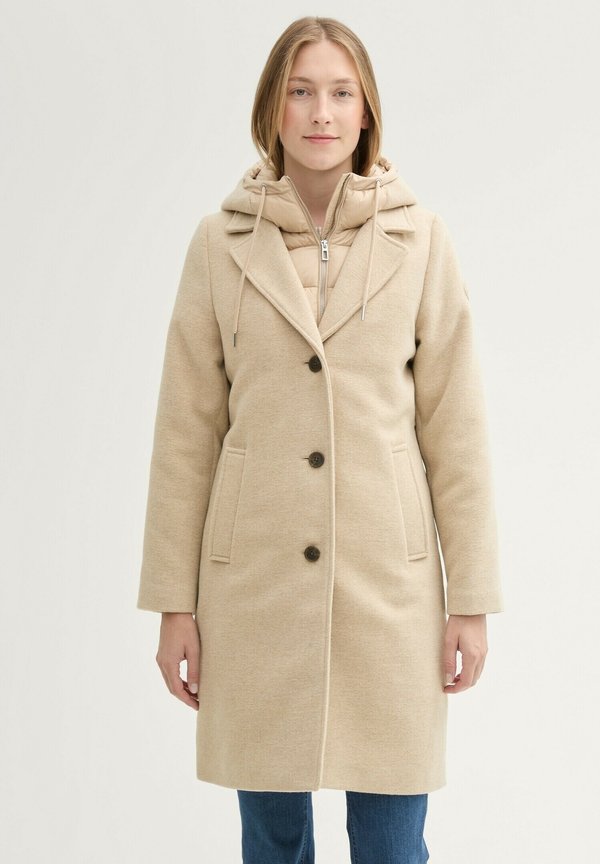 2-IN-1 LOOK  - Wintermantel - light sand beige melange