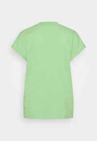 T-shirt vert clair à manches courtes en coton. Présente un col rond et une coupe ample avec un ourlet droit. Sans motifs ni accents.