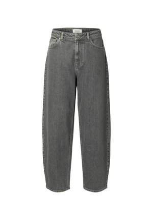 Selected, BARREL FIT JEANS HIGH WAIST - Jean boyfriend - medium grey denim
