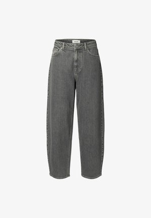 Selected, BARREL FIT JEANS HIGH WAIST - Jean boyfriend - medium grey denim