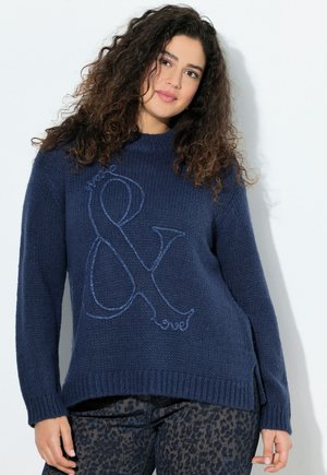 TEXTURED EMBROIDERY SWEATER - Stickad tröja - ink blue