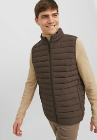 Jack & Jones PREMIUM ERECYCLE BODYWARMER - Waistcoat - seal brown