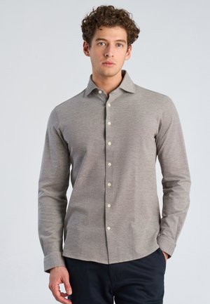 Lindbergh, LINDBERGH KNITTED DRESS SHIRT L/S - Overhemd - brown