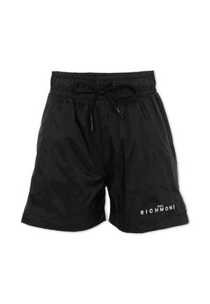 Pantaloncini neri a vita elasticizzata con coulisse e logo "John Richmond" sulla parte inferiore della gamba sinistra.