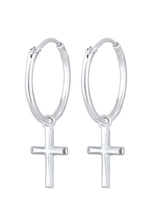 HOOPS CROSS - Auskarai - silver-coloured