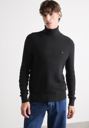 Tommy Hilfiger STRUCTURE ROLL NECK - Džemperis - black