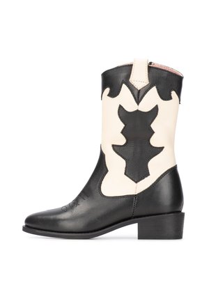 NOLIA WESTERN - Cowboy/biker ankle boot - black with beige