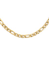Collier en or composé de maillons ovales allongés avec une surface lisse et brillante ; couleur uniforme et design cohérent sur l'ensemble de la pièce.