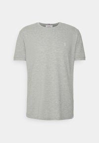 T-shirt grigio a maniche corte realizzato in un morbido tessuto testurizzato, con un logo semplice sul lato sinistro del petto e scollatura a girocollo.