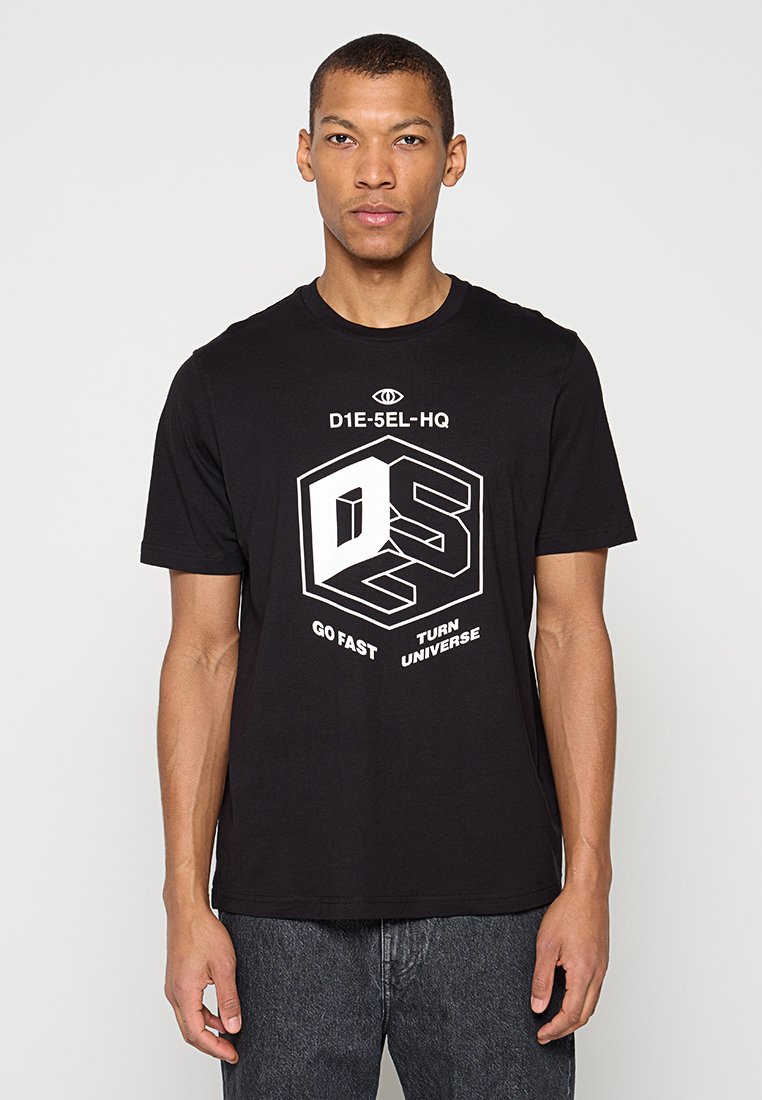 Diesel T-shirt print zwart