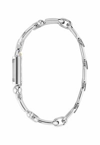 Brățară din argint cu linkuri alungite și accente sferice. Textură netedă cu finisaj lustruit și un închizător rectangular.