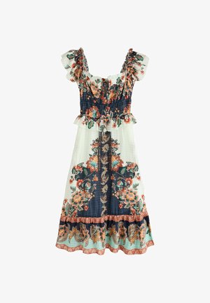 Next, REGULAR FIT - FLUTTER SLEEVE SQUARE NECK DRESS . - Maxiklänning - navy peach floral