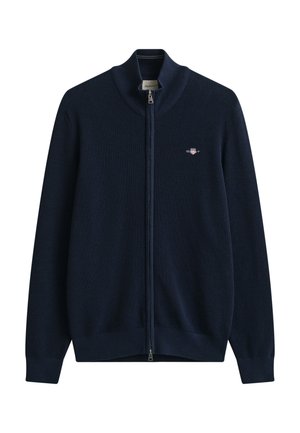 GANT MIT STEHKRAGEN TEXTURED ZIP  - Strickjacke - blau