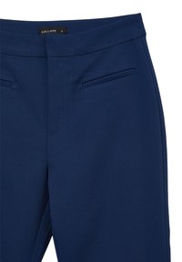 Marineblaue maßgeschneiderte Hosen mit seitlichen Schlitztaschen und verdecktem Frontverschluss, Größe S.