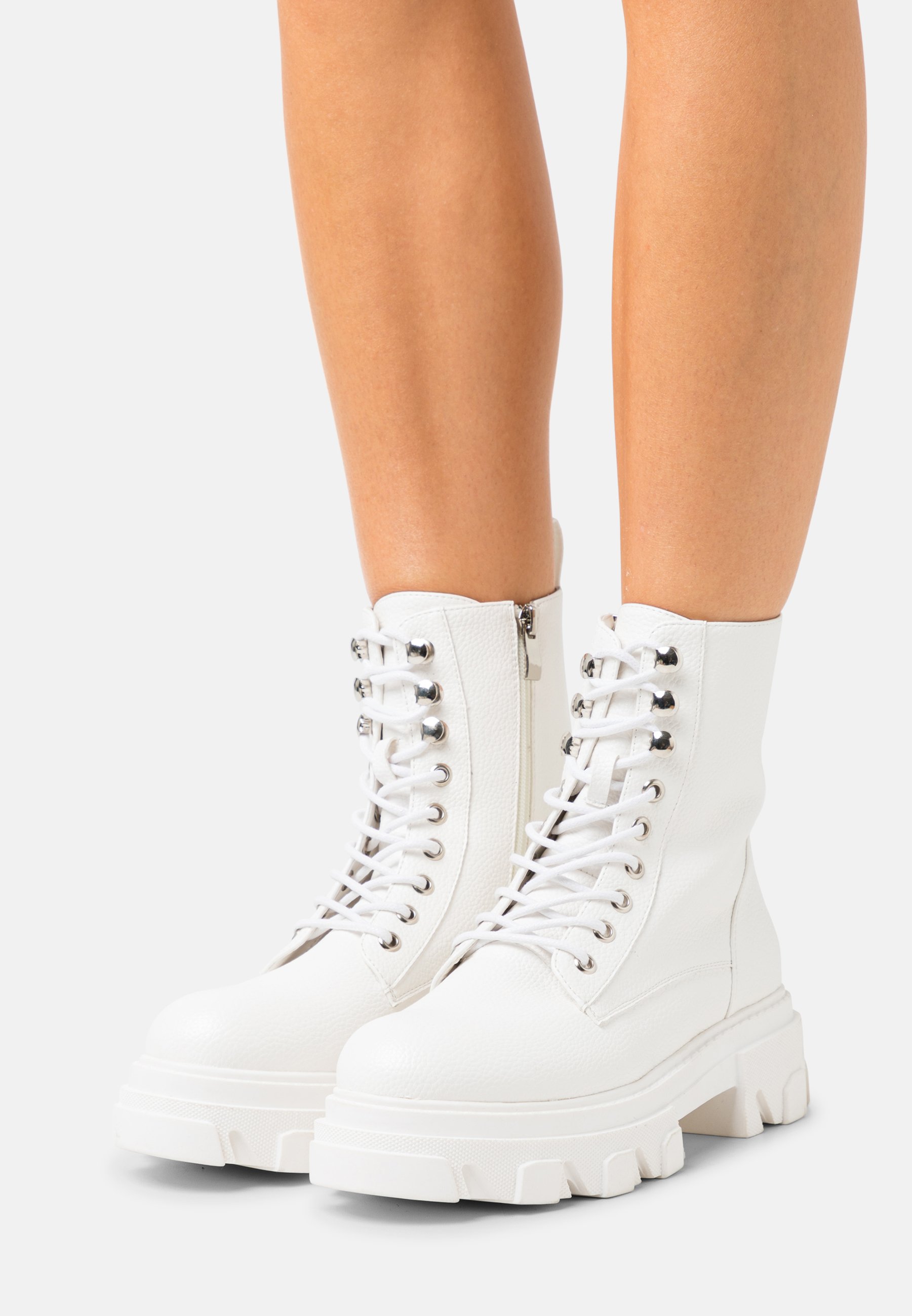 white platform combat boots