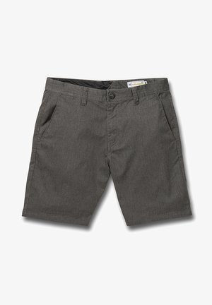 Shorts informales para hombre en color gris carbón con cierre de botón, trabillas para cinturón y bolsillos en el frente, talla 32.