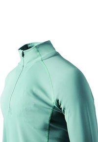 Ljust grön halvdragkedjepullover i ett mjukt, stretchigt material. Har raglansärmar och plattlocksömmar för en strömlinjeformad look.