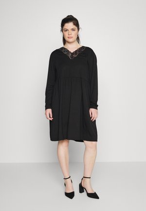 VIEVA V-NECK DRESS - Vestido de malha - black
