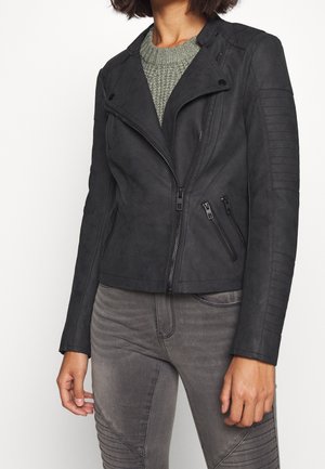 Imiteret læderjakke - black