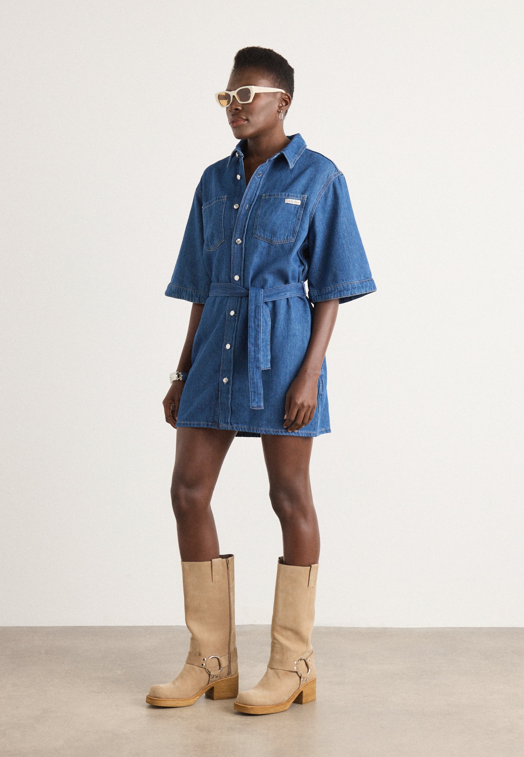 calvin klein blue jean dress Calvin Klein Baby Girls Lightweight Denim Dress in Blue