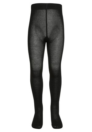 Zwarte ondoorzichtige panty’s gemaakt van een rekbare, lichte stof. Kenmerkt zich door een naadloos ontwerp met een comfortabele tailleband en een gestructureerde afwerking.