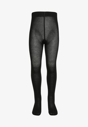 Zwarte ondoorzichtige panty’s gemaakt van een rekbare, lichte stof. Kenmerkt zich door een naadloos ontwerp met een comfortabele tailleband en een gestructureerde afwerking.