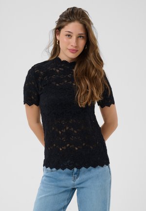 Cream, CRASHLEY SHORT SLEEVE LACE BLOUSE - Blouse - pitch black