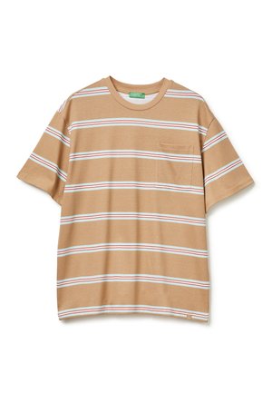 STRIPED IN PURE - Triko s potiskem - beige