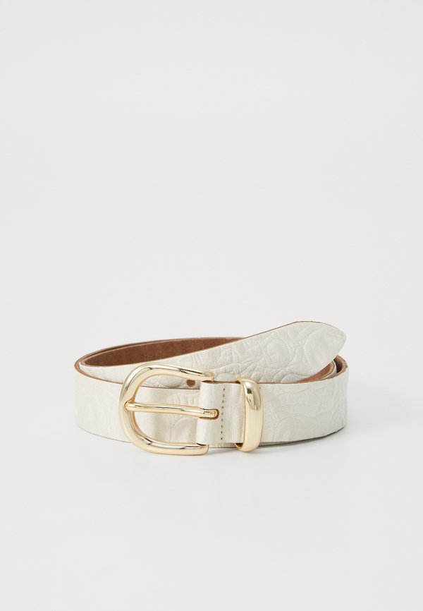 LEATHER MIX BELT - Gürtel - cream