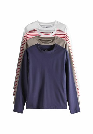 REGULAR FIT - 4 PACK HEAVYWEIGHT  - Bluză cu mânecă lungă - white taupe brown navy red white stripe