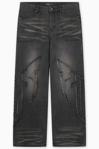 DISTRESSED UNISEX - Τζιν χαλαρής εφαρμογής - black washed
